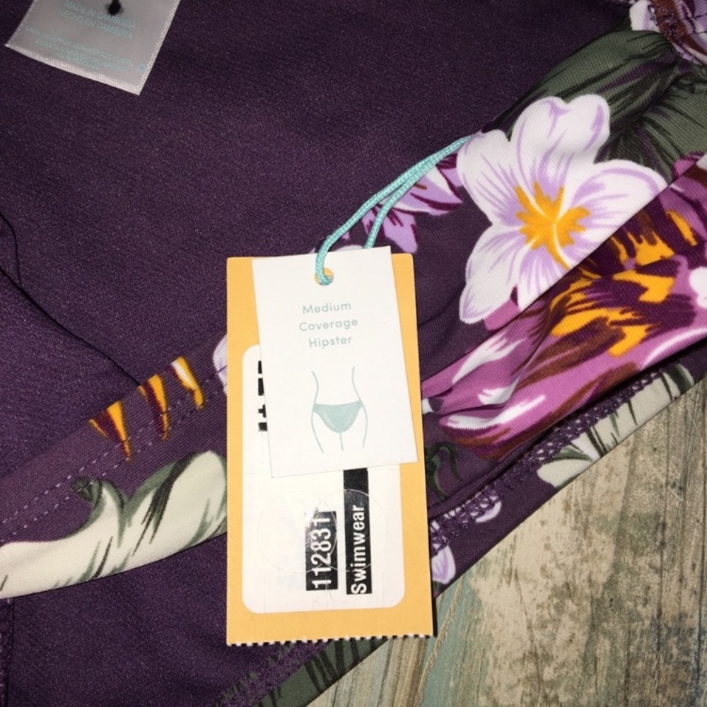 NWT Kona Sol Purple Floral Bikini Bottoms - Picture 6 of 8